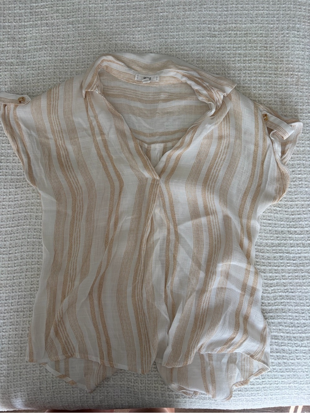 mine Beige and White Striped Summer Blouse